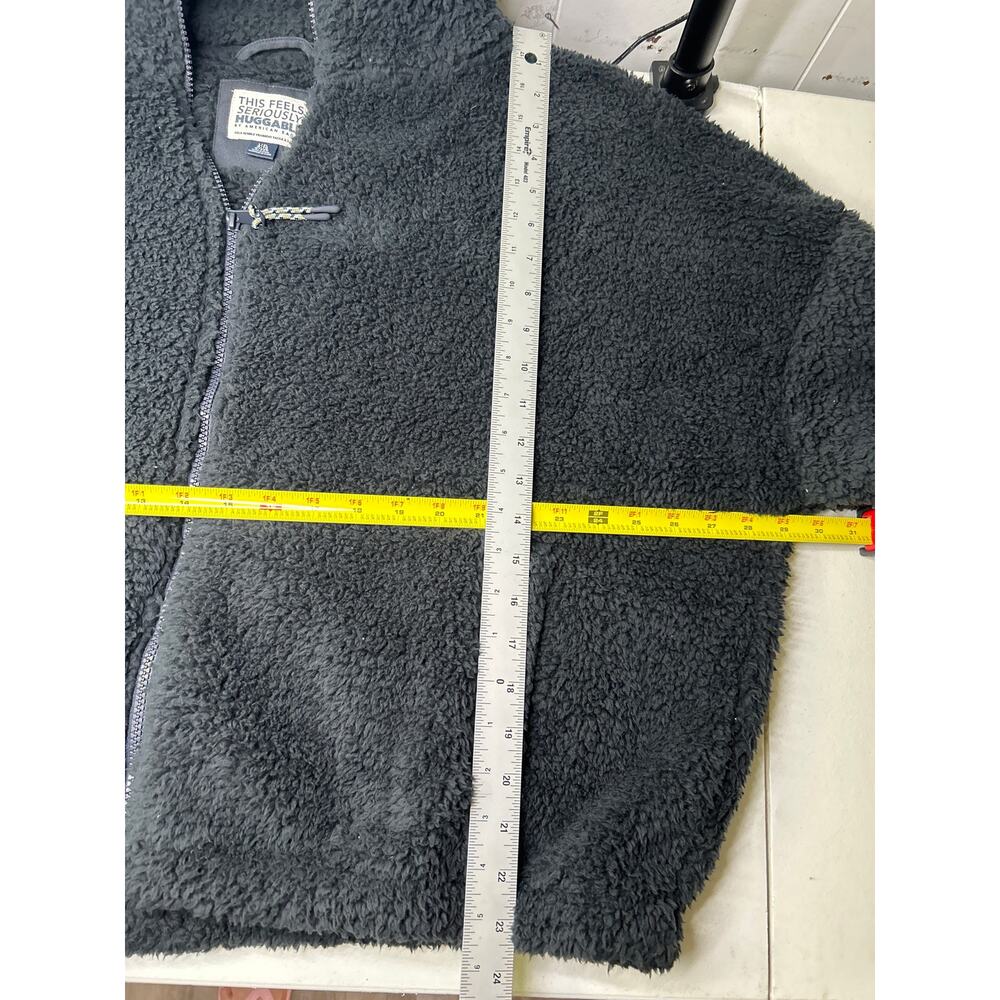 American Eagle "This Feels Seriously Huggable" Zip-Up Sherpa Jacket Black L/XL - Picture 5 of 5